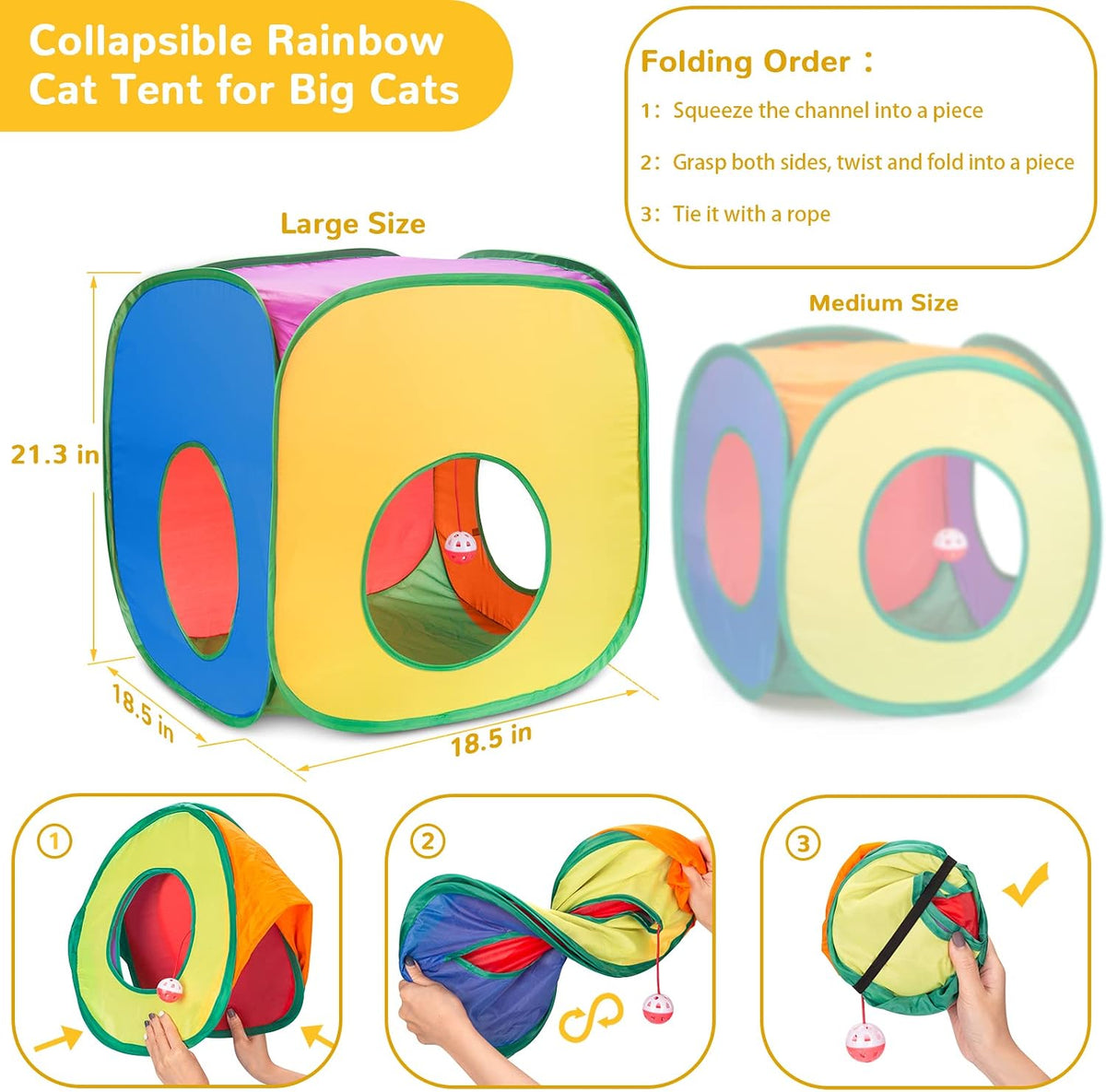 33Pcs Cat Toys Pack for Indoor Cats Kitten, with Cube Tunnel – Essentials for Cats - Game Tunnel Toy Set - For Cats Over 12lbs - image 4