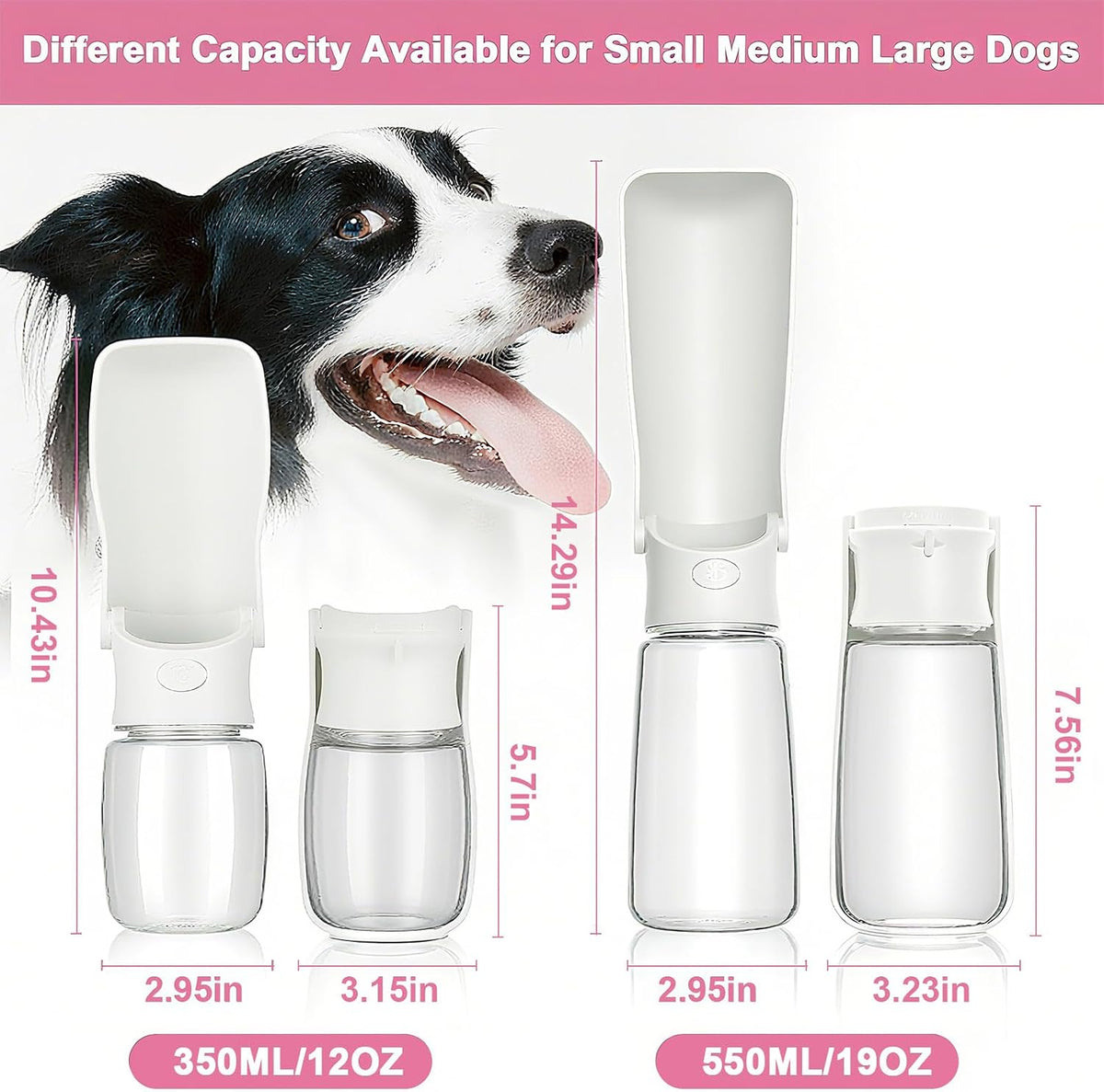 Portable Dog Water Bottle - White / 19oz - image 4