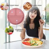 10 Pcs Unbreakable Divided Plates for Kids Adults, 9 Inch Round Portion Control Plate, 3 Compartment Plates with Dividers, Lightweight Reusable Dinnerware Portion Control Plastic, Dishwasher Safe