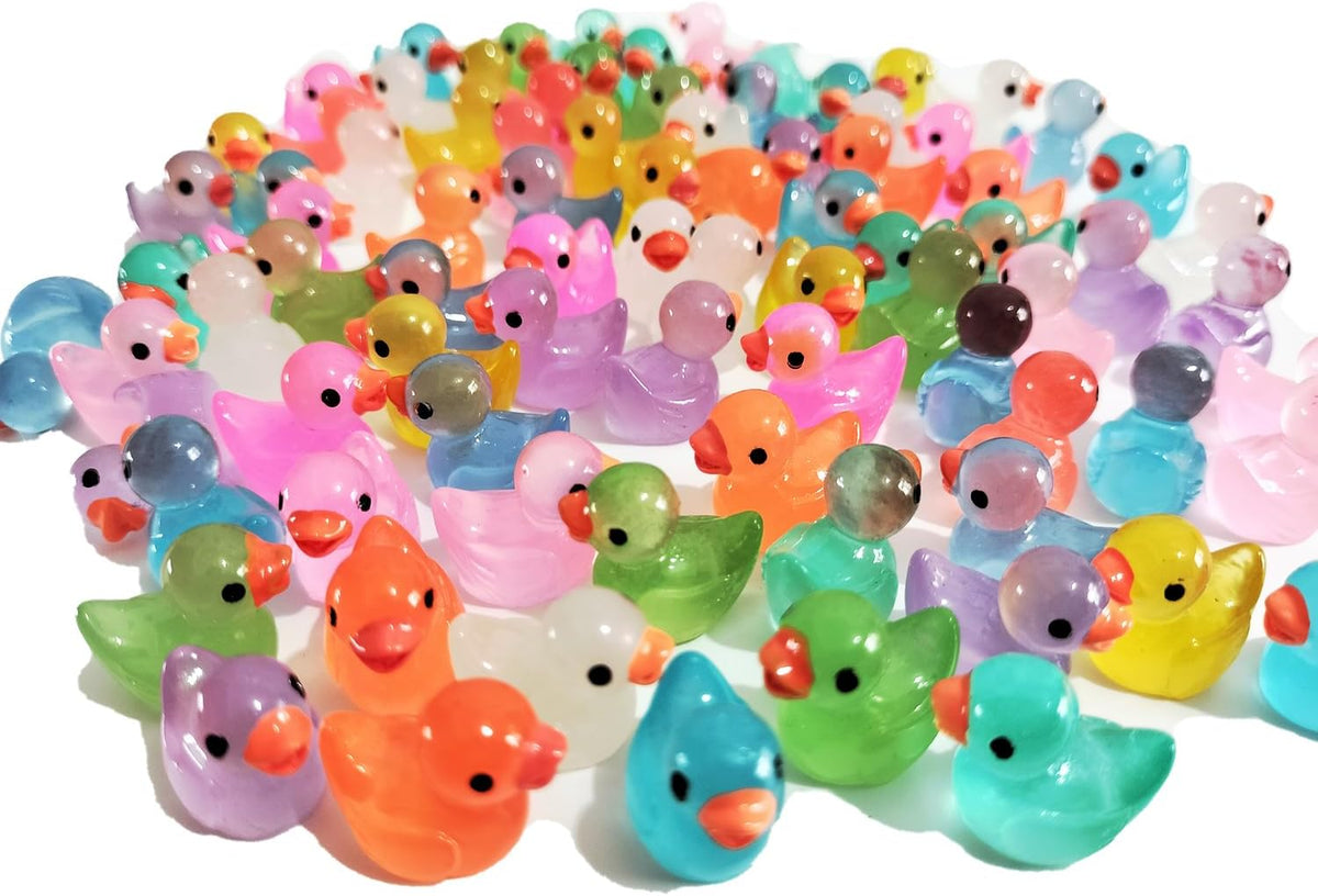 Cidinge 60 Pcs Mini Resin Ducks Luminous Tiny Ducks Miniature Duck - Luminous Ducks - image 2