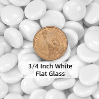 10LB White Flat Glass Marbles for Vases, Gemstone Beads Vase Filler Decorative Glass Pebbles for Fish Tank, DIY Crafts, Aquarium Decor Rocks