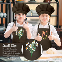 Kids Apron and Chef Hat Set Adjustable Child Art Aprons with 2 - H-brown / Large - image 4