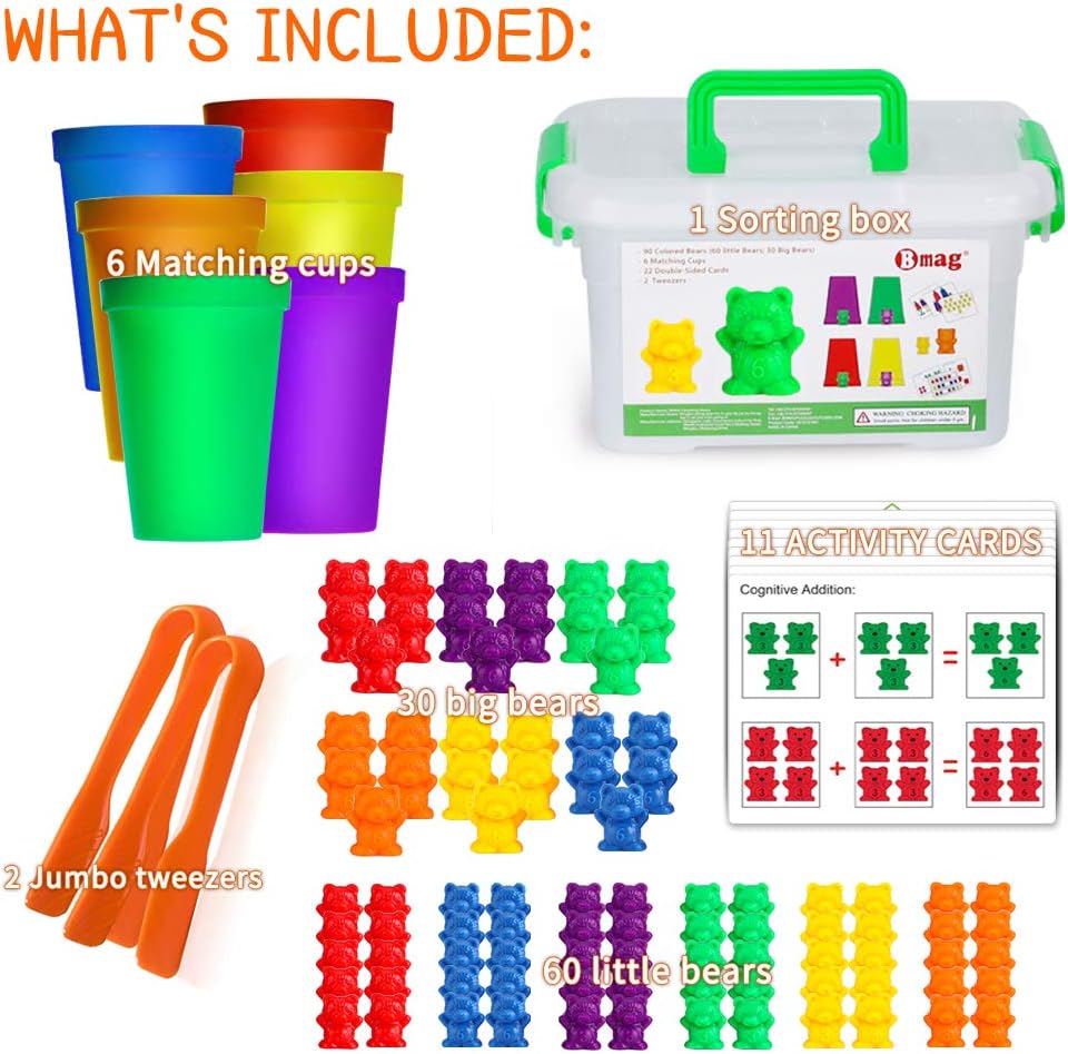 Bmag Counting Bears with Matching Sorting Cups - 90 Bears - image 2