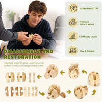 VolksRose 12pcs Wooden Brain Teaser Puzzles - A-9pcs-4.5cm - image 3