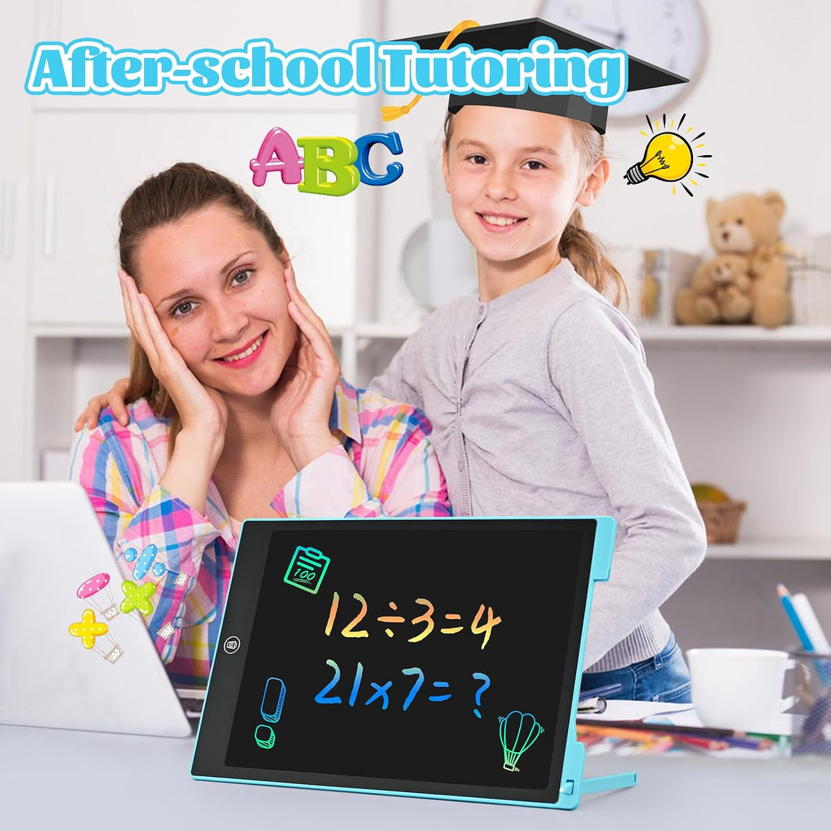 EooCoo Kids LCD Writing Tablet, Stocking Stuffers for Toddler - 12”pink&blue - image 4