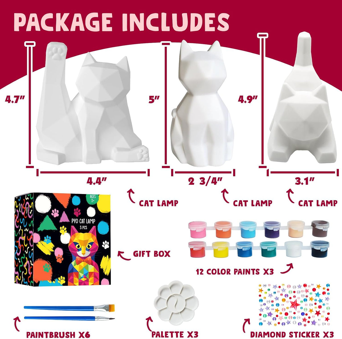 Goodyking Paint Your Own Cat Lamp Kit - Cat 3pcs - image 2