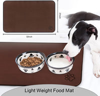 Dog Food Bowl Mat Pet Feeding Mat for Food Water 14.2x24In Grey – Essentials for Dogs - Brown Rectangle / 32"L x 21"W - image 2