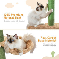 PAWZ Road Cat Tree, Cactus Floor to Ceiling Cat Tower with Adjustable Height(95-108 Inches), 5 Level Cat Climbing Tower with Cozy Hammock, Platforms and Dangling Balls for Indoor Cats