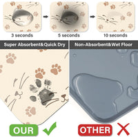 Patterned Cat & Dog Bowl Mat for Food and Water - Large (17" x 30") / Beige-catpaw - image 4