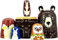 HYCLES Nesting Dolls Russian Matryoshka Wood Stacking Nested Set - ② brown bear - image 2