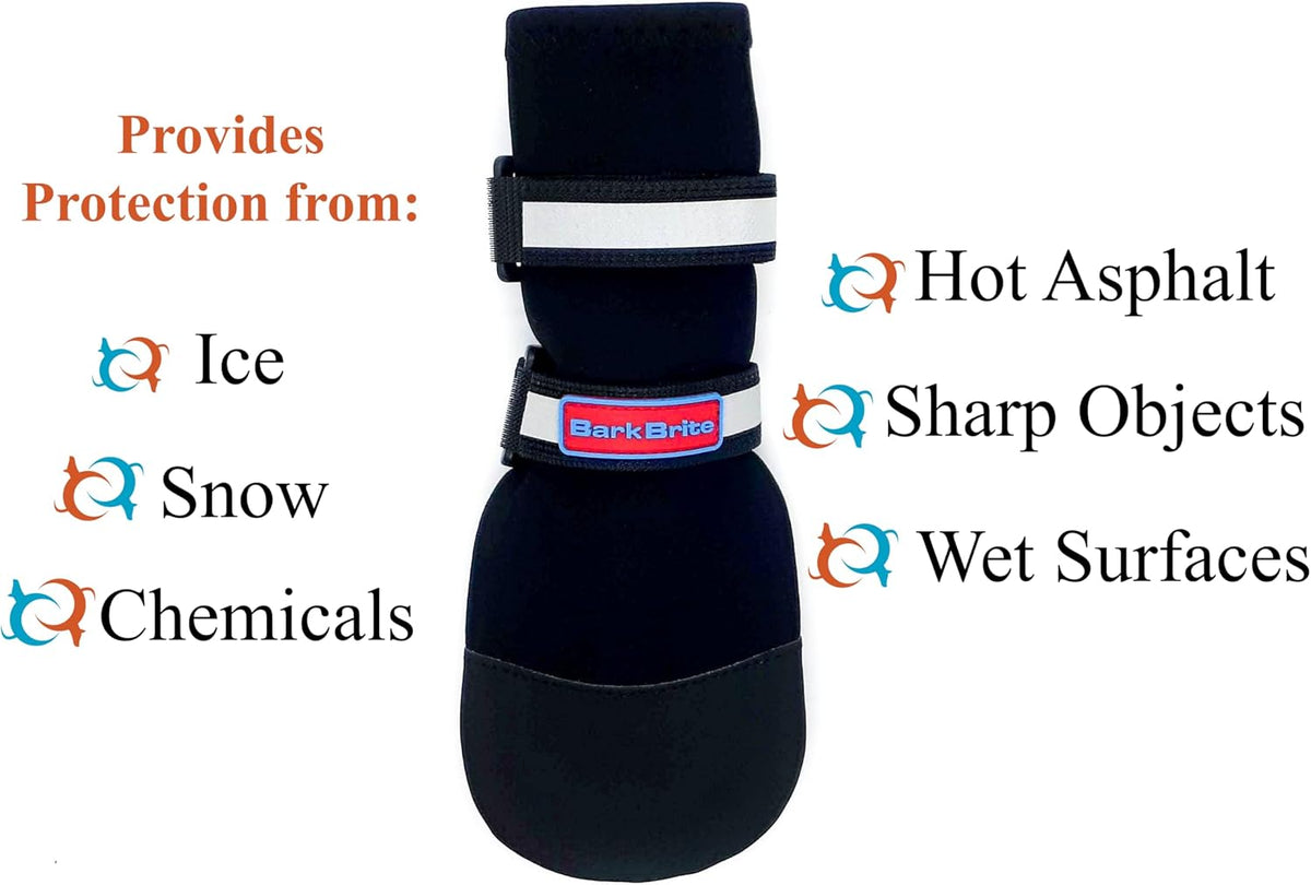 All Weather Neoprene Paw Protector Dog Boots with Reflective Straps - Black / Large - image 3