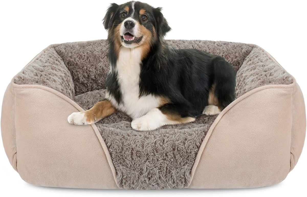Rectangle Washable Orthopedic Dog Bed for Small - XL(35"x 25"x 9") / Beige