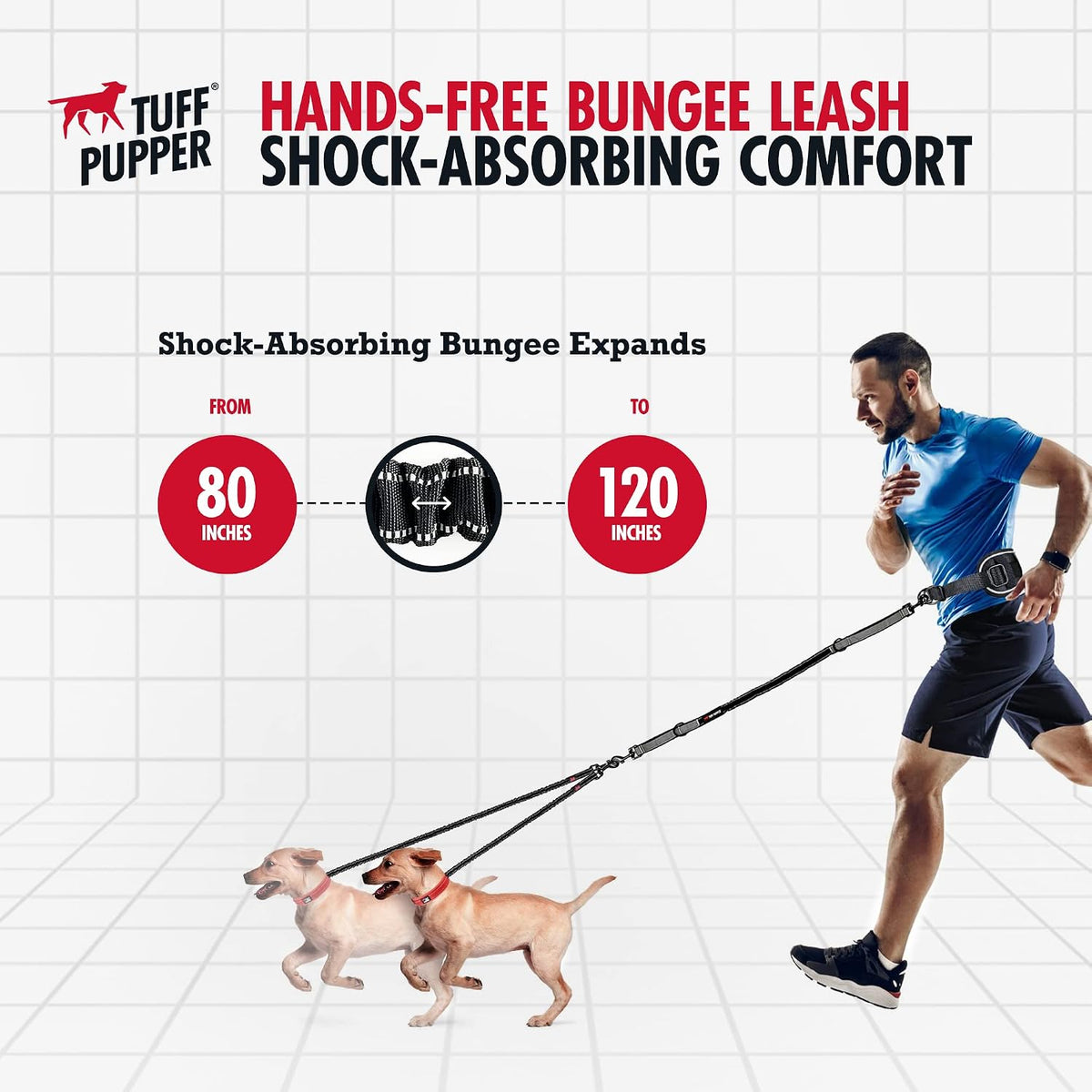 Tuff Pupper Heavy Duty Hands Free Bungee Dog Leash - Two Small/Medium Dogs (20-45 pounds each) - image 4