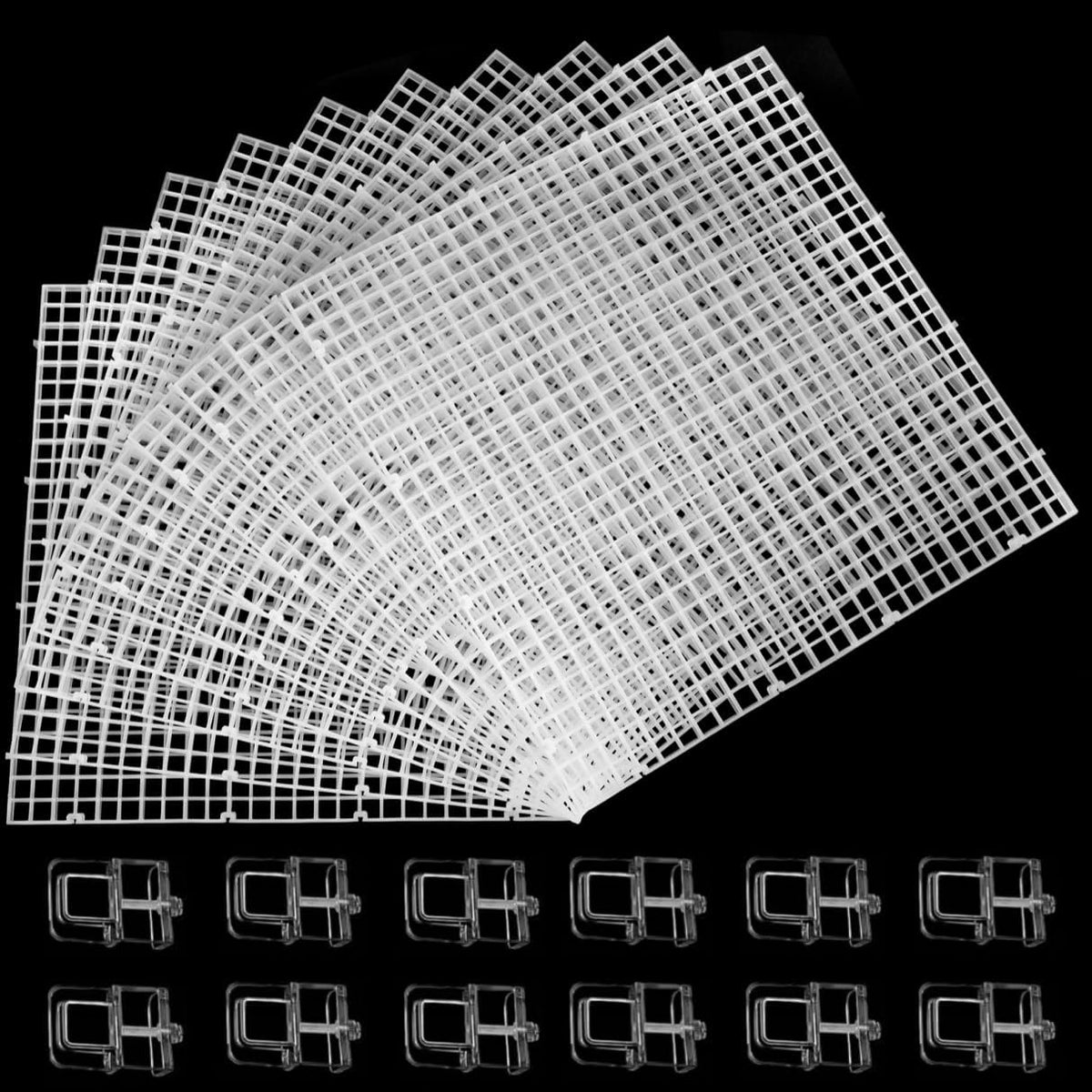 4 Aquarium lid Hood Fish Tank top Cover Terrarium lid Plastic Grid - Transparent / 10 aquarium board lid with 12 clips