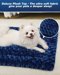 Exsnugy Washable Dog Bed Mat Medium Size Fluffy Pet Crate Pad 36x23 – Essentials for Dogs - Blue / 36.00" x 23.00" x 1.50" - image 2