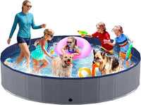 Niubya Foldable Dog Pool, Collapsible Plastic Dog Swimming Pool - 5XL - 88'' x 16''