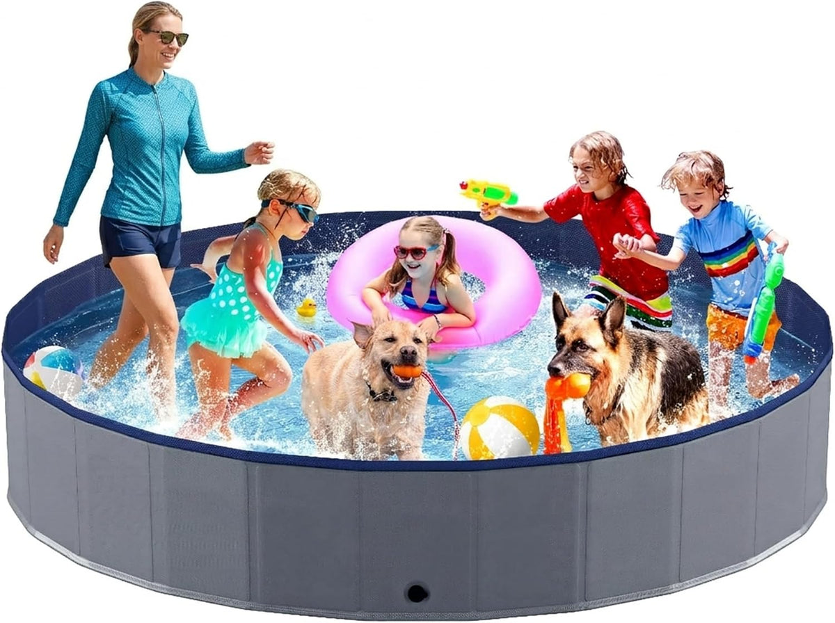 Niubya Foldable Dog Pool, Collapsible Plastic Dog Swimming Pool - 5XL - 88'' x 16''