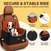 ALL GOOD PET SUPPLIES Dog Car Seat for Small/Medium Dogs Under – Essentials for Dogs - Black/Brown - image 2