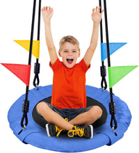 Odoland 24 inch Chidren Tree Swing Net Swing Outdoor Kid Platform - Blue