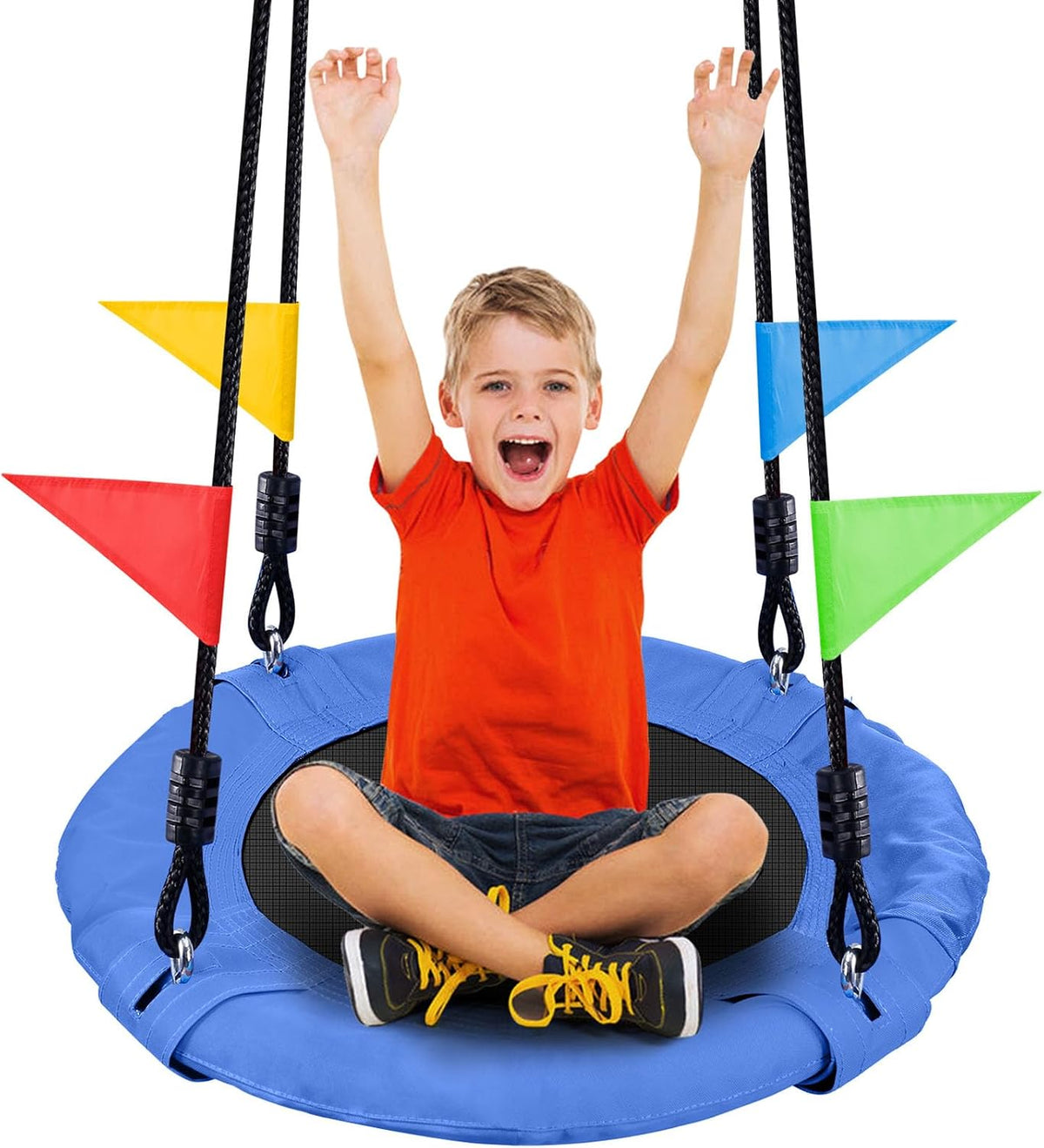 Odoland 24 inch Chidren Tree Swing Net Swing Outdoor Kid Platform - Blue