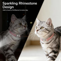 BINGPET Diamond Cat Collar with Bell, Adjustable Kitten Collar - Pink(Bowknot) / Neck Girth 8"-10" - image 3