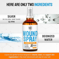 Cat Wound Care Spray with Silver – Wounds, Rashes, Hot Spots, Itch, Scratching, Irritation, Bites & Burns – Use a Cat Cone to Prevent Licking – Safe Formula – 4 Oz