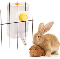 Oncpcare 24oz Rabbit Water Dispenser No Drip for Cage, Hanging Automatic Guinea Pig Water Bottle Large Small Aniaml Cage Accessories for Ferret Guinea Pig Rat Rabbit (White)