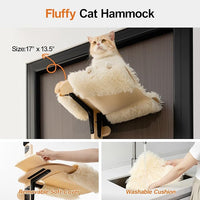 MEWOOFUN Cat Climbing Shelves Tree, 4-Levels Over Door Cat Climber for Jumping, Stable Cat Stairs Hammock for Kittens & Adult Cats (Wooden-65 H x 26.8” L x 13.8” W)