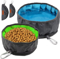 Collapsible Dog Travel Bowl - Blue and Green