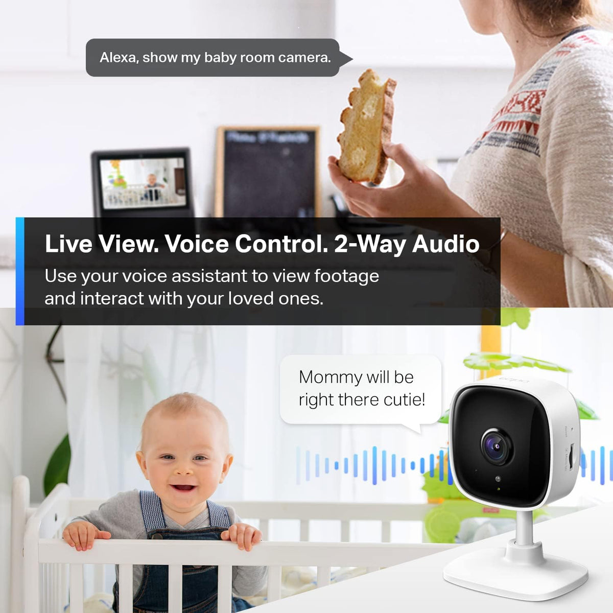 Tapo 1080P Indoor Security Camera, Baby Monitor, Dog Camera - 2K / White / 1-Pack - image 4