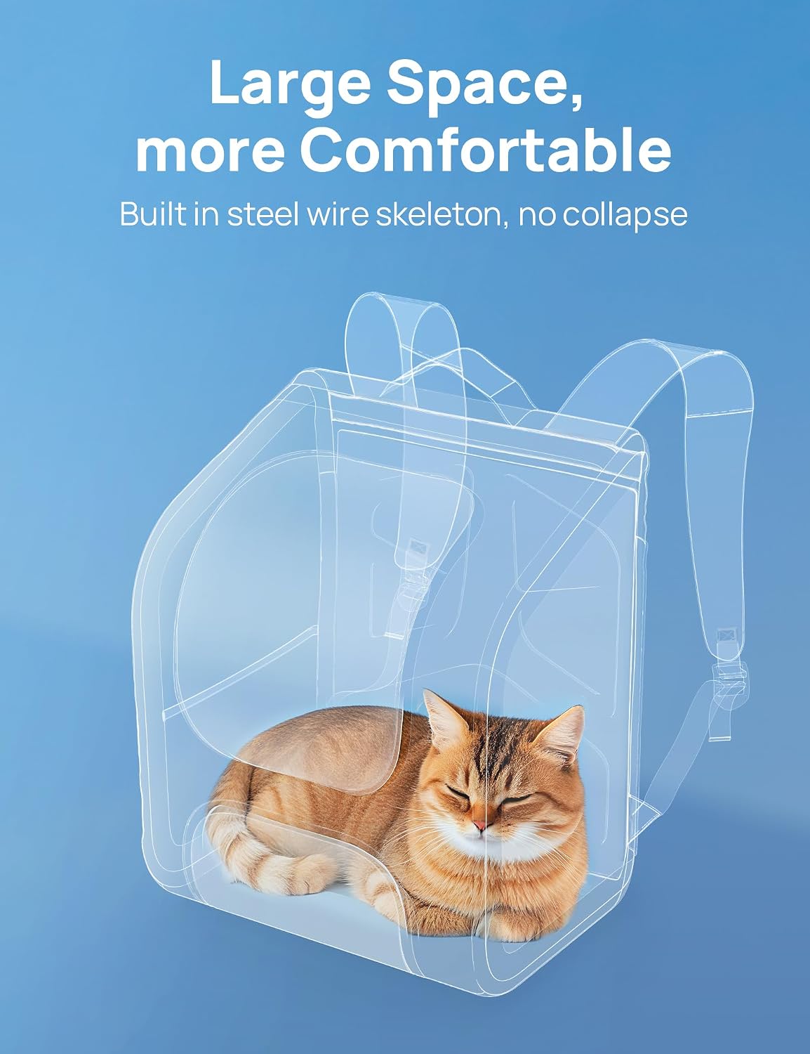 Pecute Cat Backpack Carrier, Large Space Cat Bubble Backpack - Khaki / 12.6"L x 10.2"W x 16.5"H - image 2