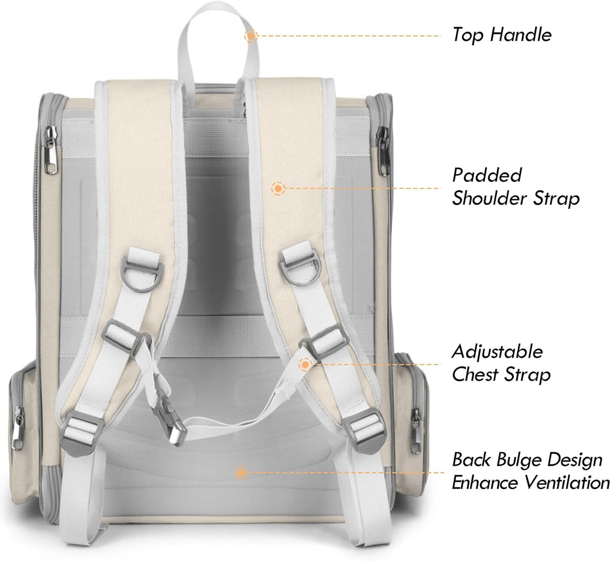 Cat Backpack Carrier, Small Dog Carrier Backpack with Fully Ventilated Mesh, Kitten Wand Feather - Beige - image 3
