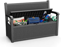 80 Gallon Storage Bench Waterproof and Lockable,Deck Box Outdoor Storage Furniture for Patio,Garden,and Porch – Perfect for Storing Garden Tools and Cushions(Black)
