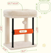 Hey-brother Cat Tree, Sturdy Tower with Sisal-Wrapped Columns - 18.9 inches / Beige - image 3
