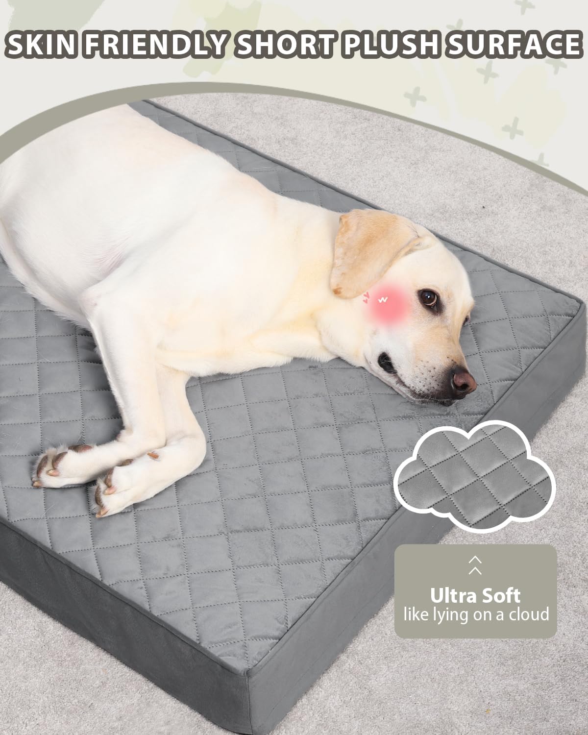 Orthopedic XL Dog Beds Large Sized with Washable Cover, 41x27 - 47.0"L x 29.0"W x 4.0"Th / Dark Gray - image 2