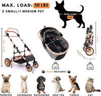 Bicystar Dog Stroller with Detachable Carrier, Rubber Wheels - Grey - image 3