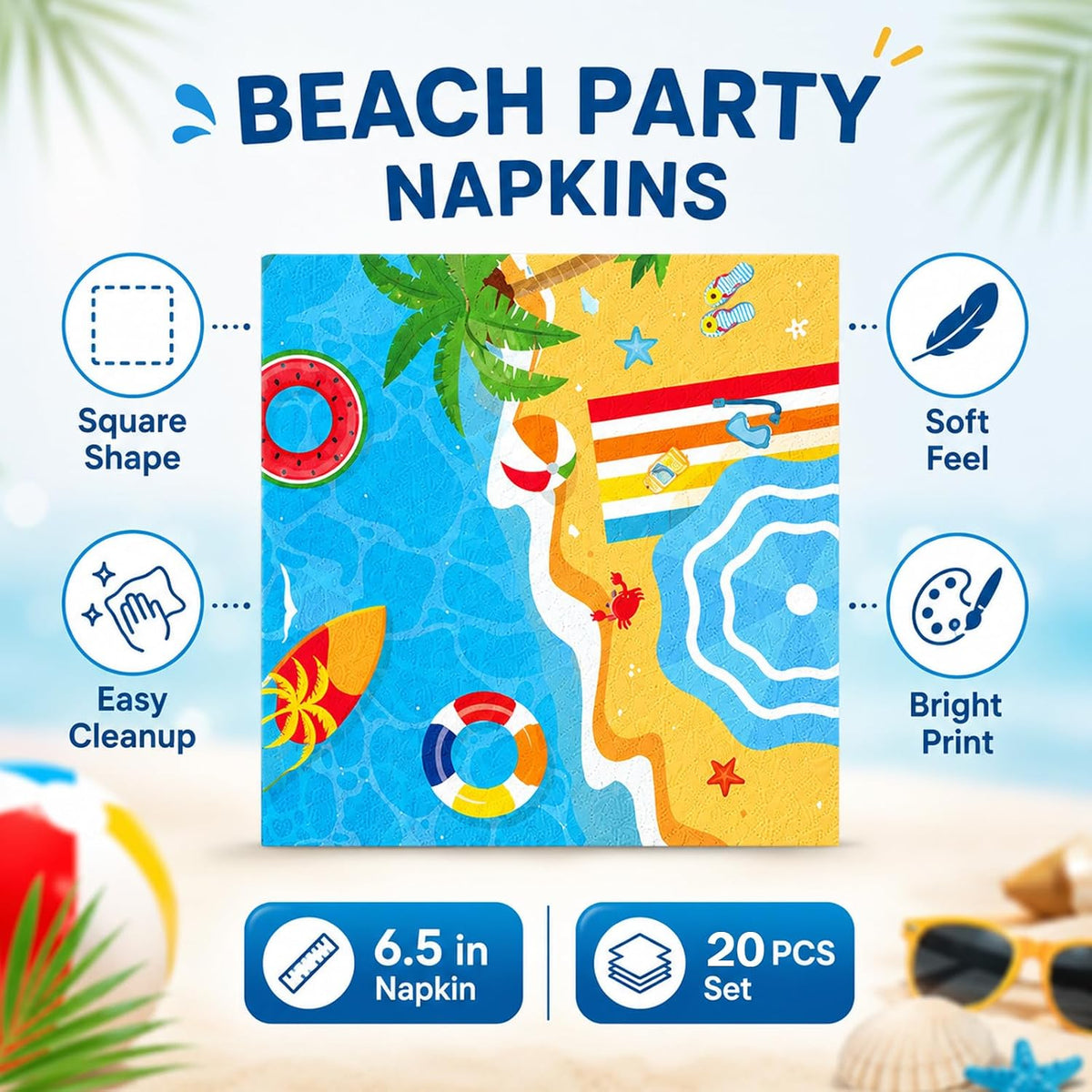 40 Pcs Basketball Plates and Napkins Set - Beach - image 4