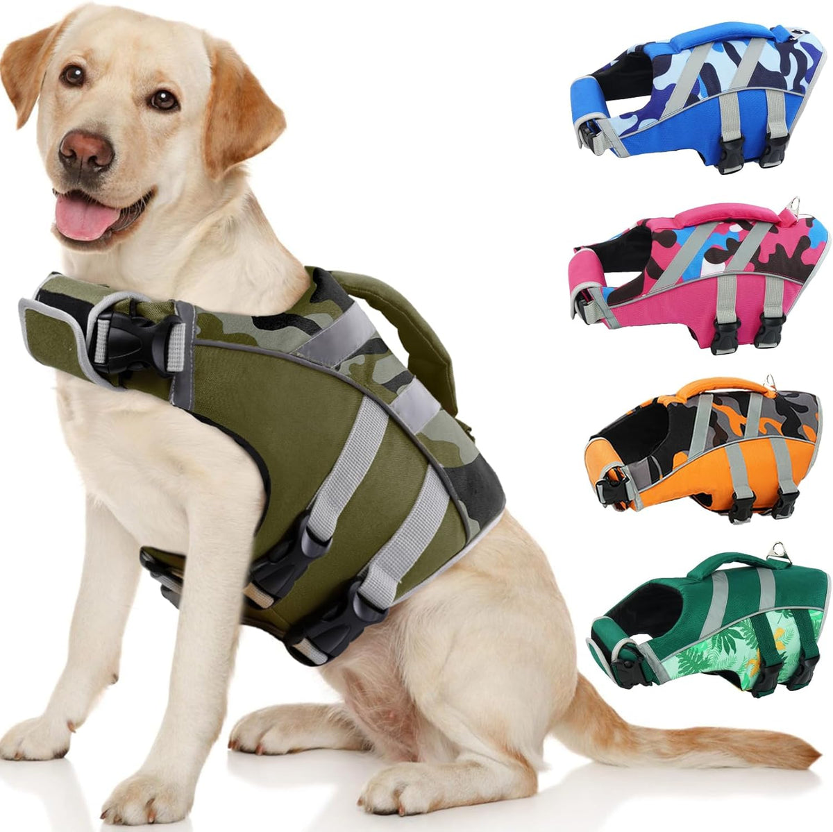 Kuoser Reflective Dog Life Jacket - L (Chest Girth:22.8-29.5'') / 5#GreenCamo
