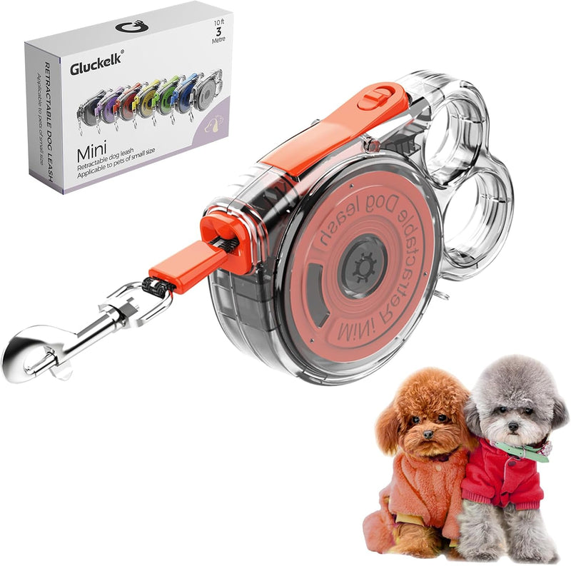 10 ft Retractable Dog Leash for Tiny & Small Dogs, Puppies, Cats – Essentials for Dogs - Red