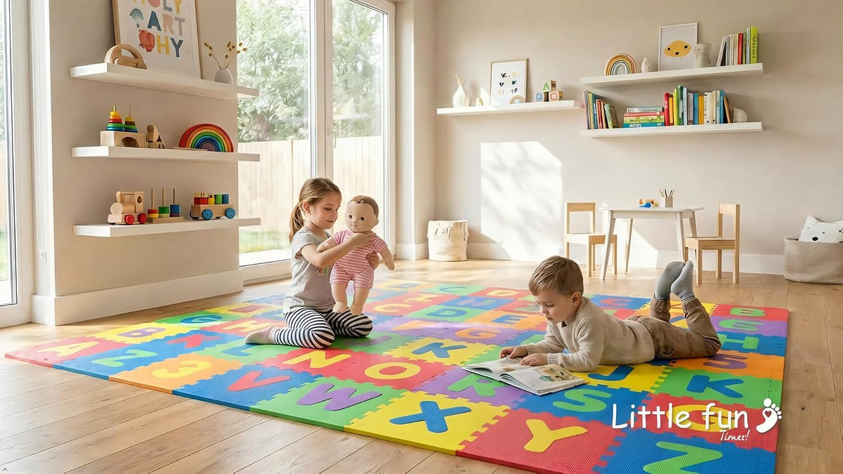 Little Fun Times alphabet play mat for baby, 60 piece foam floor puzzle with letters and numbers - view 2