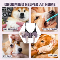 PAWCHIE Dog Grooming Hammock Harness for Dogs & Cats with Pet Nail Clipper Trimmer- Breathable Cat Hanger Sling for Trimming Clipping Nails-Dog Hammock Restraint Bag for Small Medium Large Dog, Pink S