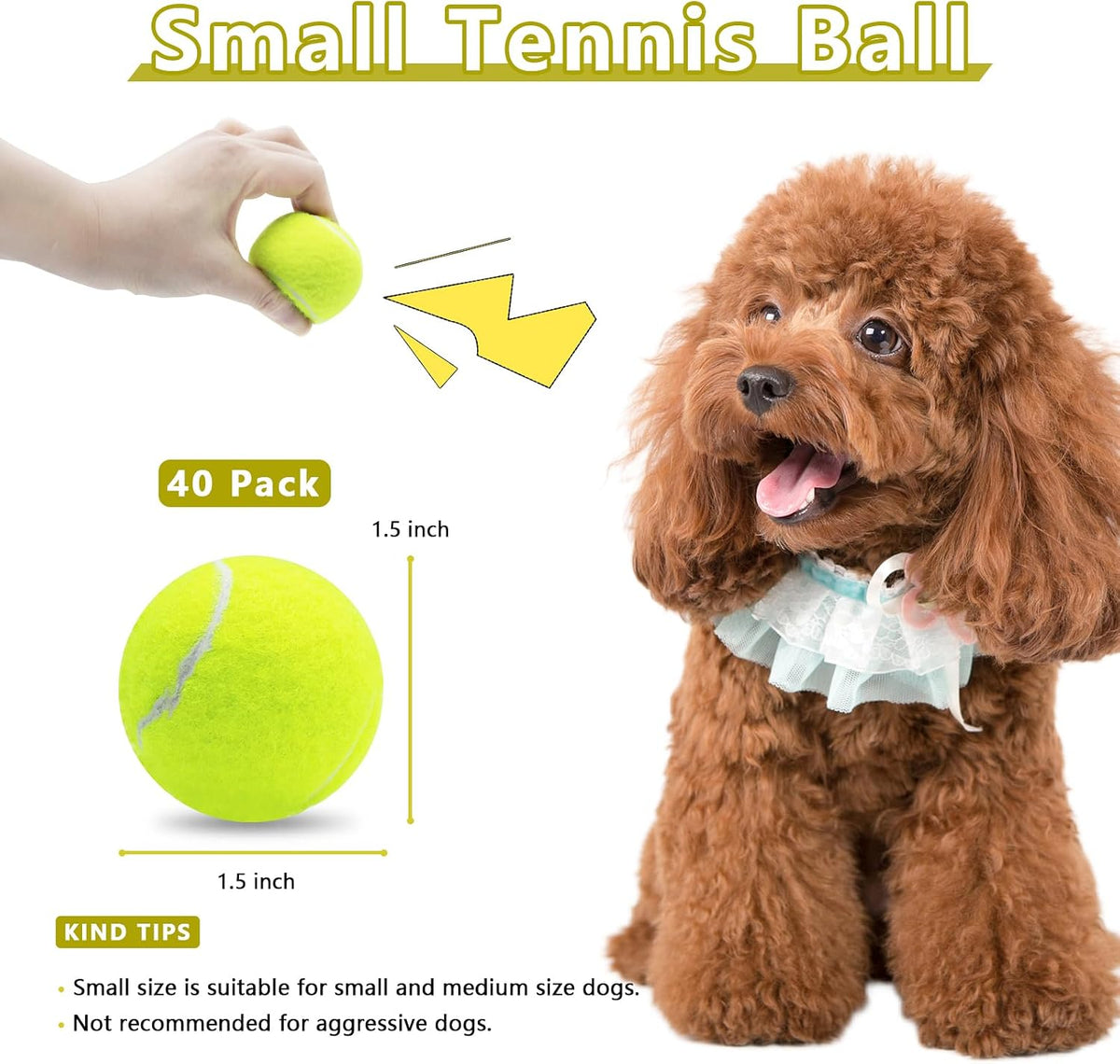 Magicorange 10 Pack Squeaky Mini Tennis Balls - 10 Pack / Yellow - image 2