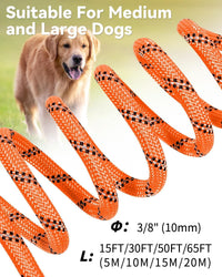Joytale Long Dog Leash for Yard Tie Out & Recall Training - Orange / 30FT - image 4