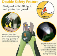 Professional-Grade Nail Clippers for Dogs Nail Trimmer with Safety Guard and Nail File - Nail Clippers for Large Dogs - Dog Nail Clipper Toenail Clippers (Green, Medium-Large (LED))