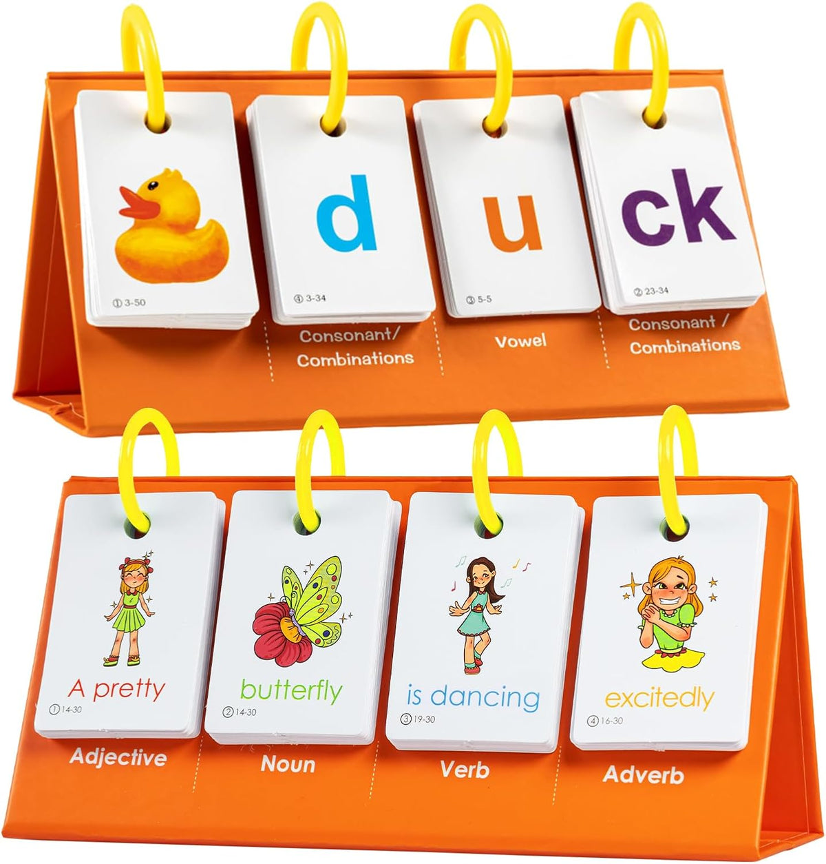 Alened phonics flash cards with CVC word builder panel, rings and picture cards - view 3