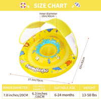 Swimbobo baby pool float with sun canopy and safety seat, Yellow Dinosaur design - view 13