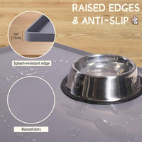 MateeyLife Silicone Cat & Dog Food Mat for Floors Waterproof - Gray / 24"L x 16"W - image 2