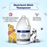 Life Line Pet Nutrition Wild Alaskan Fish Oil for Dogs and Cats 66oz – Omega 3 Fish Oil Supplement for Skin & Coat – Supports Brain, Eye & Heart Health in Dogs & Cats