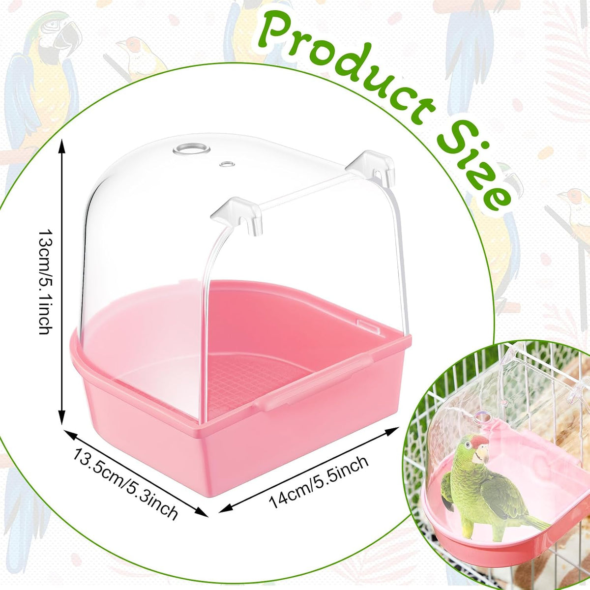Honeydak 3 Pcs Bird Bath for Cage Parakeet Bath Hanging Box - Fresh Color - image 3