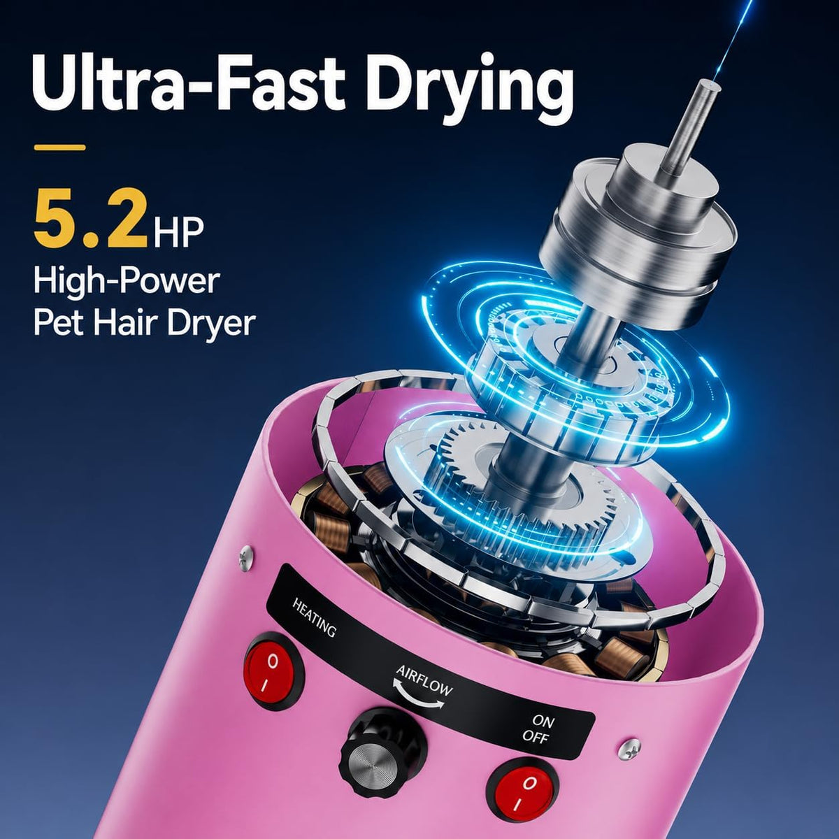 Dog Dryer High Velocity Dog Hair Dryer 5.2HP/3800W - Pink - image 2